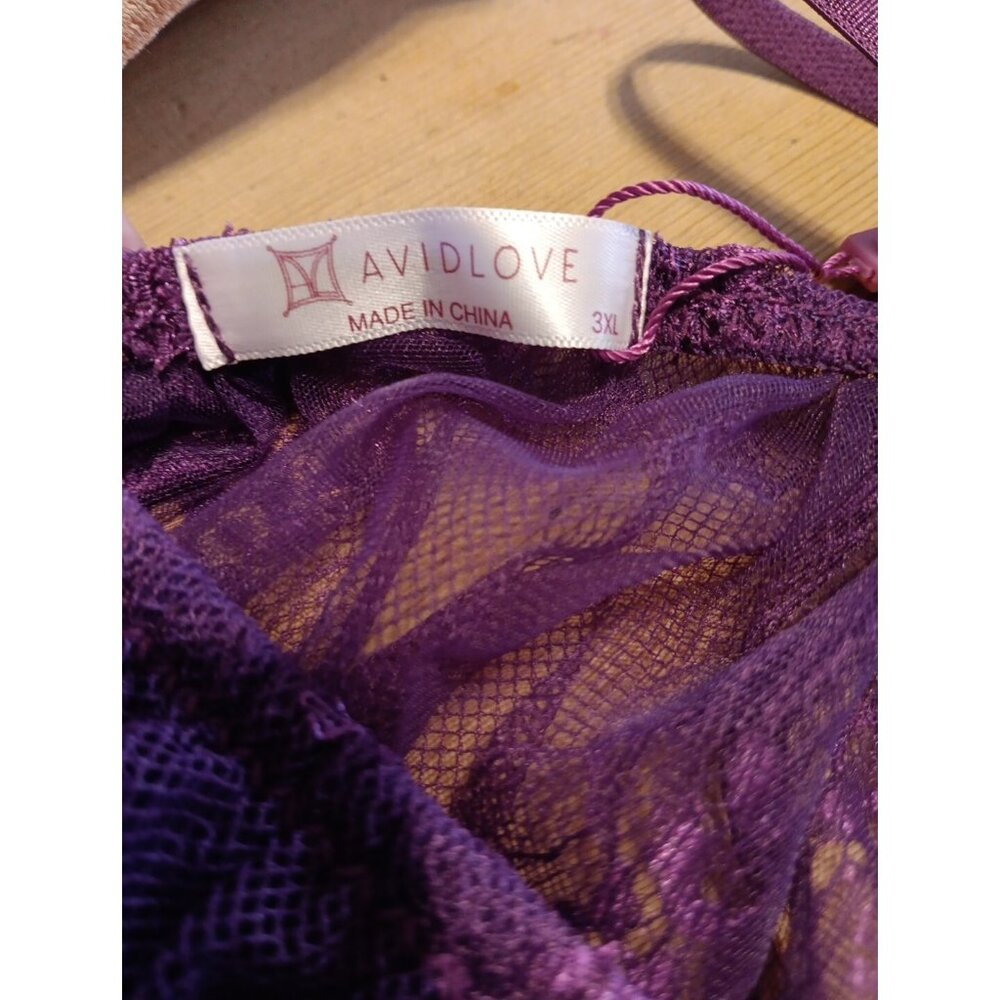 Avidlove Lingerie Women 3XL Lace Babydoll Mesh Nightwear Chemise Nightie Purple - Picture 5 of 6